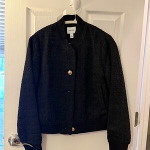 Nine West Black Bomber Jacket with Gold Accents